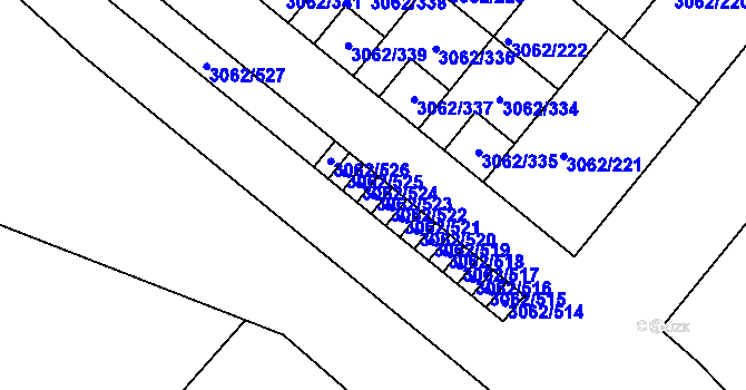 Parcela st. 3062/523 v KÚ Kuřim, Katastrální mapa