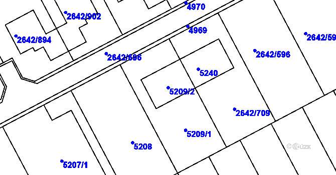 Parcela st. 5209/2 v KÚ Kuřim, Katastrální mapa