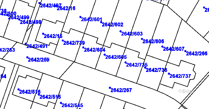Parcela st. 2642/605 v KÚ Kuřim, Katastrální mapa