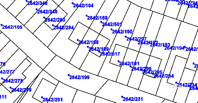Parcela st. 2642/617 v KÚ Kuřim, Katastrální mapa
