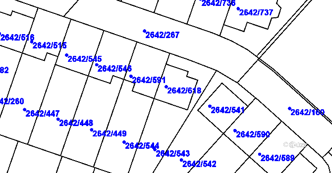 Parcela st. 2642/618 v KÚ Kuřim, Katastrální mapa