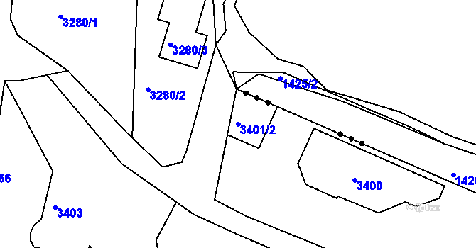 Parcela st. 3401/2 v KÚ Kuřim, Katastrální mapa
