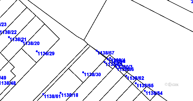 Parcela st. 1138/67 v KÚ Kuřim, Katastrální mapa