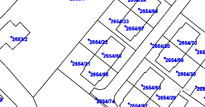 Parcela st. 2654/66 v KÚ Kuřim, Katastrální mapa