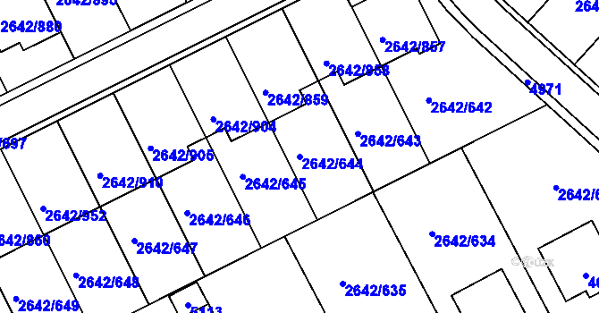 Parcela st. 2642/644 v KÚ Kuřim, Katastrální mapa