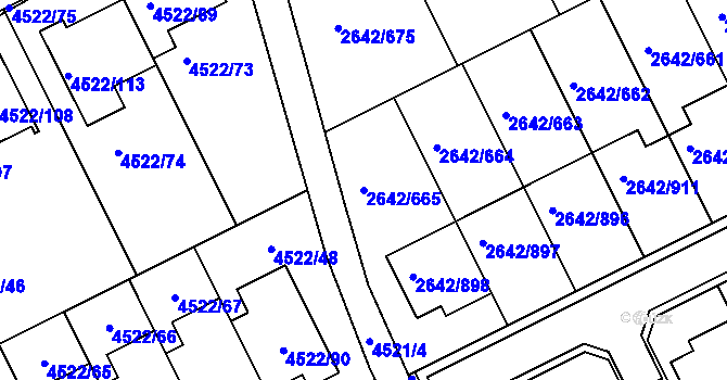 Parcela st. 2642/665 v KÚ Kuřim, Katastrální mapa