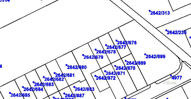 Parcela st. 2642/678 v KÚ Kuřim, Katastrální mapa