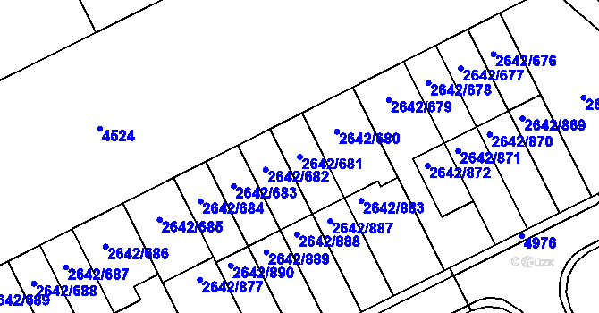 Parcela st. 2642/681 v KÚ Kuřim, Katastrální mapa