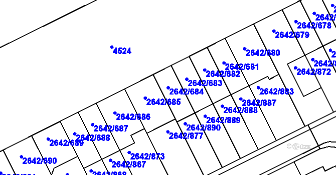 Parcela st. 2642/684 v KÚ Kuřim, Katastrální mapa
