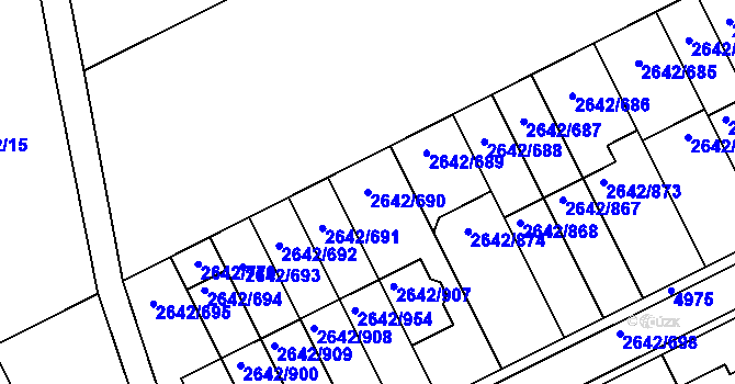Parcela st. 2642/690 v KÚ Kuřim, Katastrální mapa