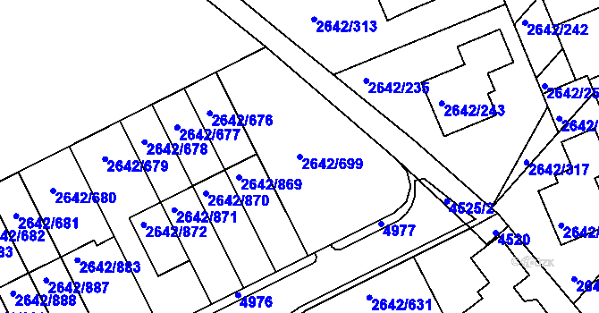 Parcela st. 2642/699 v KÚ Kuřim, Katastrální mapa