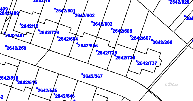 Parcela st. 2642/735 v KÚ Kuřim, Katastrální mapa
