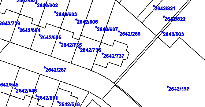 Parcela st. 2642/737 v KÚ Kuřim, Katastrální mapa