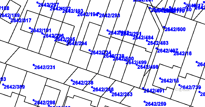 Parcela st. 2642/738 v KÚ Kuřim, Katastrální mapa