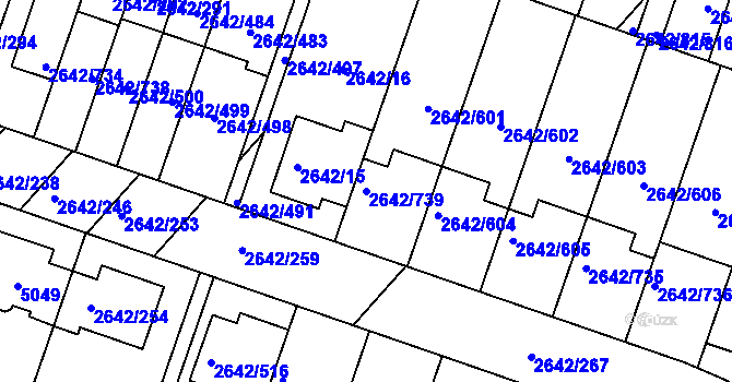 Parcela st. 2642/739 v KÚ Kuřim, Katastrální mapa