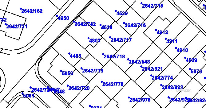 Parcela st. 2642/718 v KÚ Kuřim, Katastrální mapa