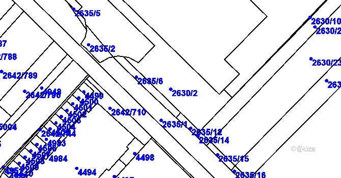 Parcela st. 2630/2 v KÚ Kuřim, Katastrální mapa