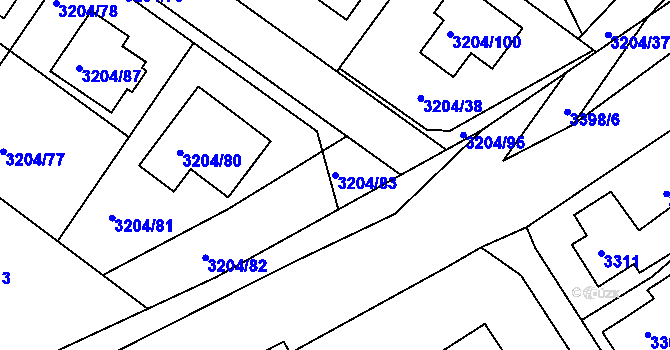 Parcela st. 3204/83 v KÚ Kuřim, Katastrální mapa