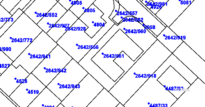 Parcela st. 2642/561 v KÚ Kuřim, Katastrální mapa