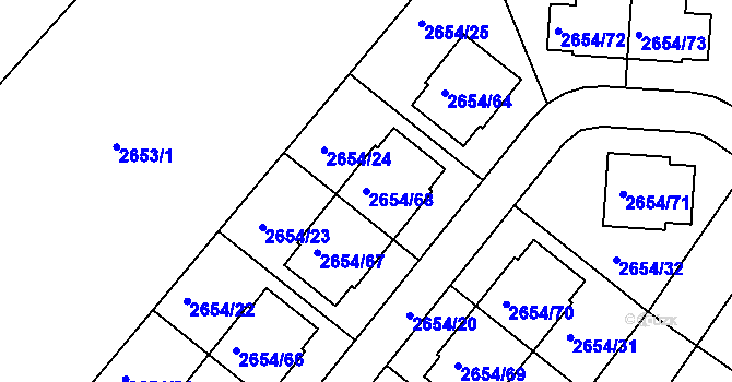 Parcela st. 2654/68 v KÚ Kuřim, Katastrální mapa