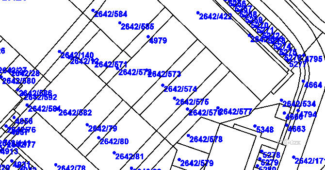 Parcela st. 2642/574 v KÚ Kuřim, Katastrální mapa