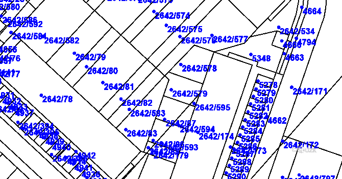 Parcela st. 2642/579 v KÚ Kuřim, Katastrální mapa