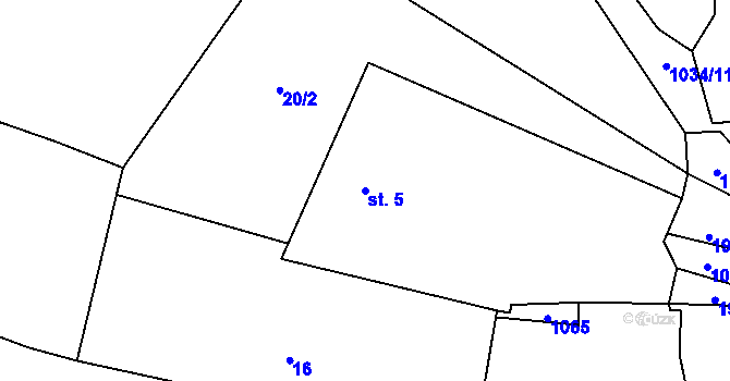 Parcela st. 5 v KÚ Kuřimany, Katastrální mapa