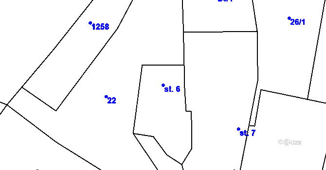 Parcela st. 6 v KÚ Kuřimany, Katastrální mapa