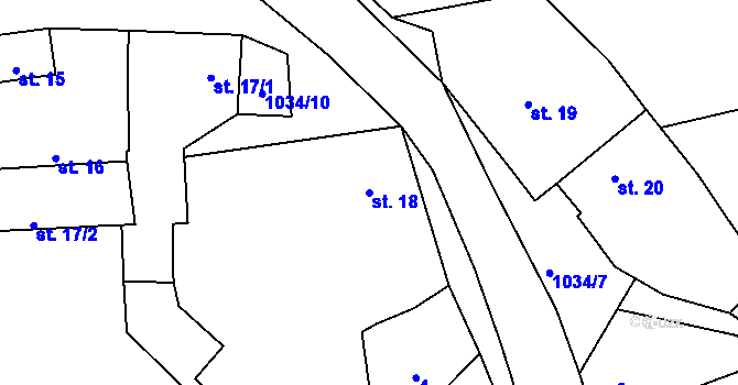 Parcela st. 18 v KÚ Kuřimany, Katastrální mapa