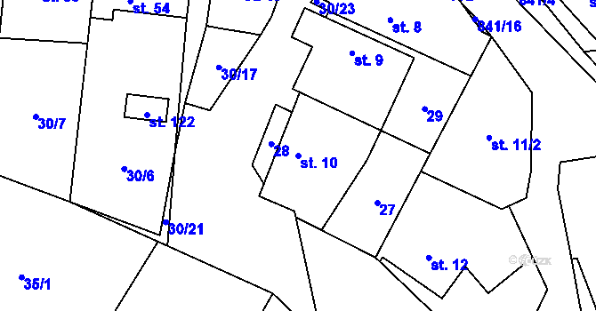 Parcela st. 10 v KÚ Kuřimská Nová Ves, Katastrální mapa