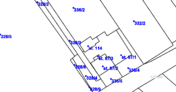 Parcela st. 114 v KÚ Kuřimská Nová Ves, Katastrální mapa