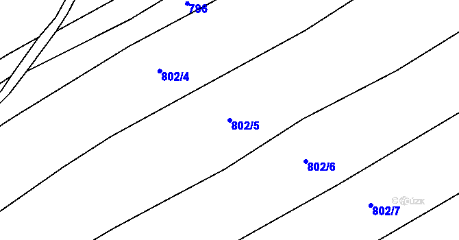 Parcela st. 802/5 v KÚ Kuřimská Nová Ves, Katastrální mapa