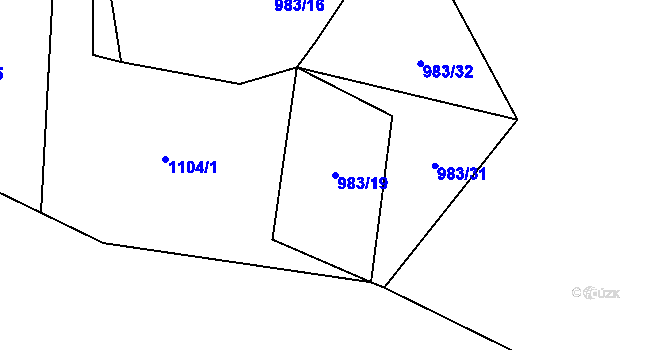 Parcela st. 983/19 v KÚ Kuřimské Jestřabí, Katastrální mapa