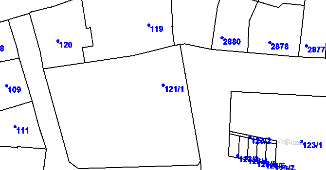 Parcela st. 121/1 v KÚ Kutná Hora, Katastrální mapa