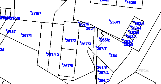 Parcela st. 267/3 v KÚ Kutná Hora, Katastrální mapa