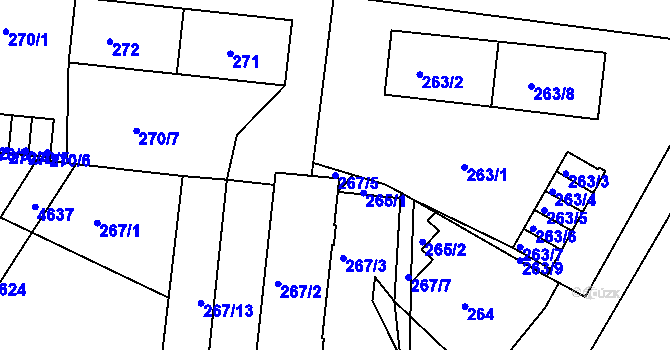 Parcela st. 267/5 v KÚ Kutná Hora, Katastrální mapa