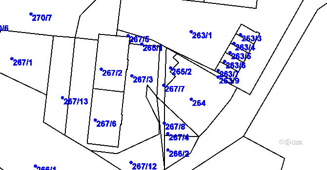 Parcela st. 267/7 v KÚ Kutná Hora, Katastrální mapa
