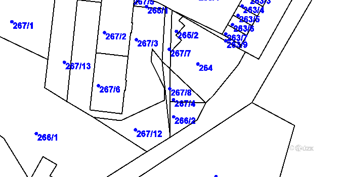 Parcela st. 267/8 v KÚ Kutná Hora, Katastrální mapa