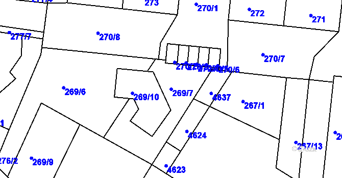 Parcela st. 269/7 v KÚ Kutná Hora, Katastrální mapa