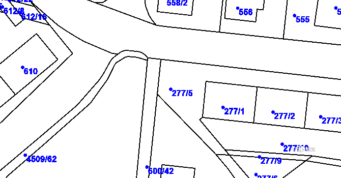 Parcela st. 277/5 v KÚ Kutná Hora, Katastrální mapa