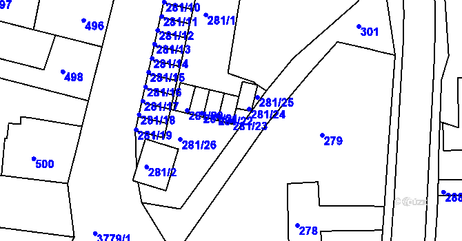 Parcela st. 281/23 v KÚ Kutná Hora, Katastrální mapa