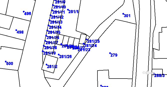Parcela st. 281/24 v KÚ Kutná Hora, Katastrální mapa