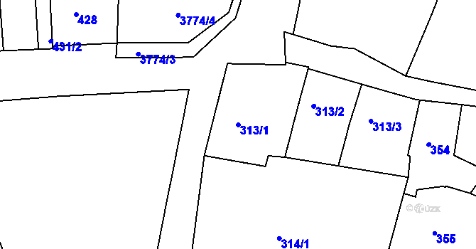 Parcela st. 313/1 v KÚ Kutná Hora, Katastrální mapa