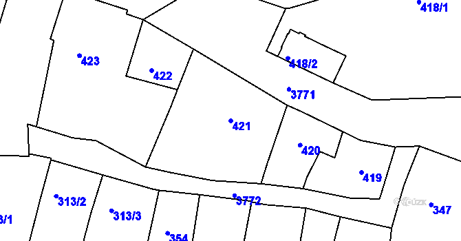 Parcela st. 421 v KÚ Kutná Hora, Katastrální mapa