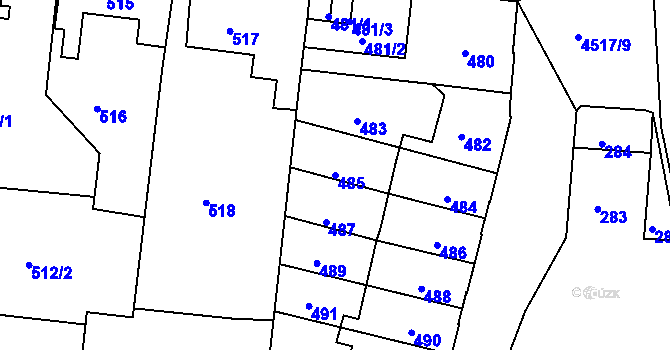 Parcela st. 485 v KÚ Kutná Hora, Katastrální mapa