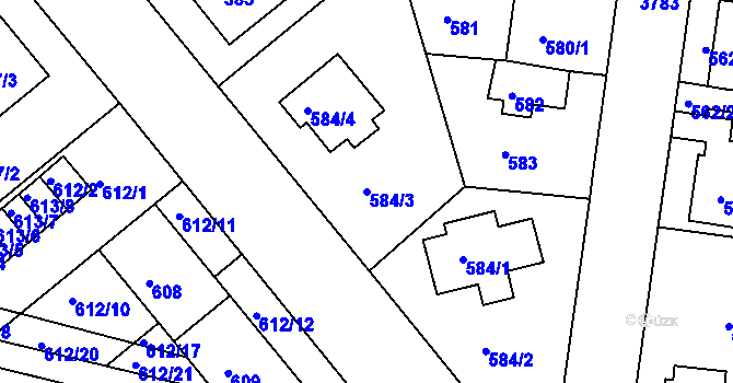 Parcela st. 584/3 v KÚ Kutná Hora, Katastrální mapa