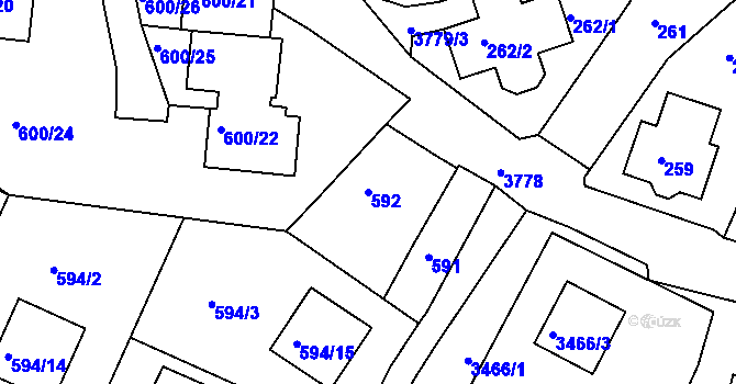 Parcela st. 592 v KÚ Kutná Hora, Katastrální mapa