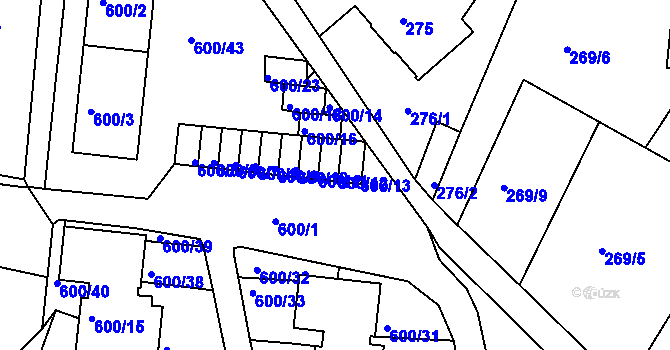 Parcela st. 600/12 v KÚ Kutná Hora, Katastrální mapa