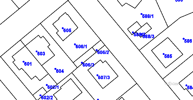 Parcela st. 606/2 v KÚ Kutná Hora, Katastrální mapa