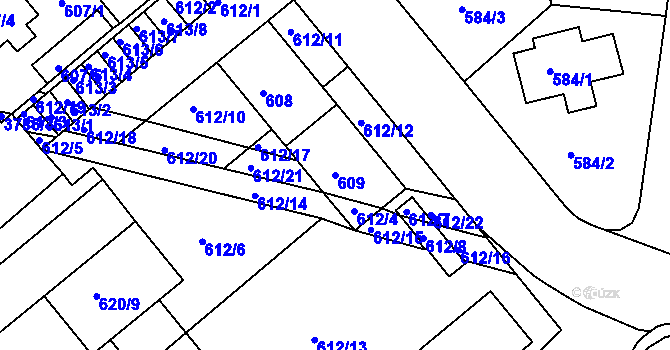 Parcela st. 609 v KÚ Kutná Hora, Katastrální mapa